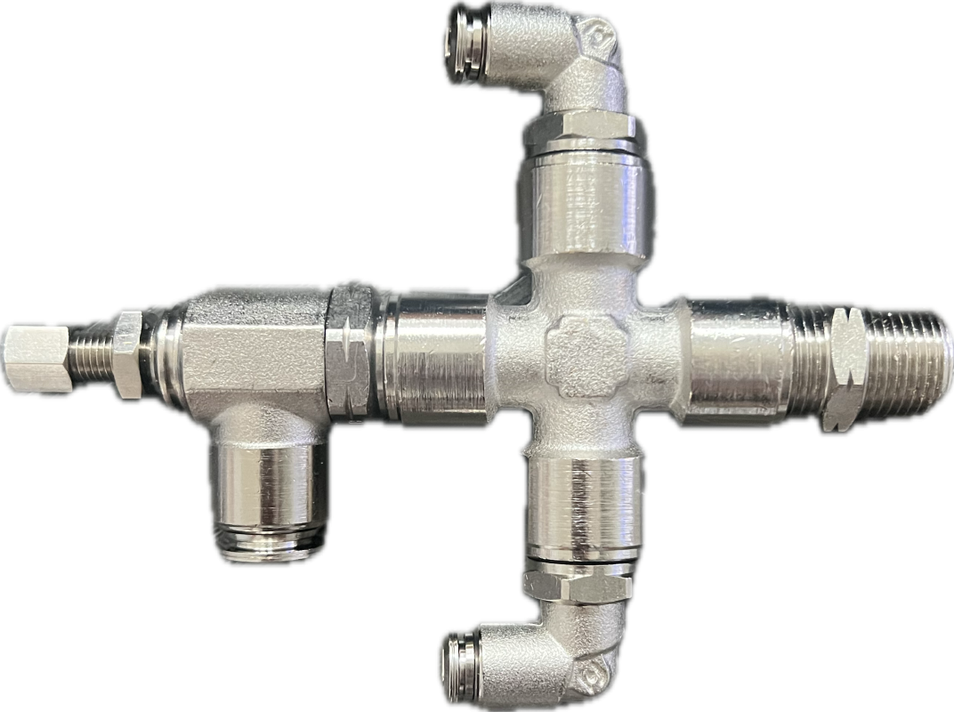 Backpressure Manifold 0-300 psi with 3/8 return line & 1/4' tube fittings for new fully enclosed model